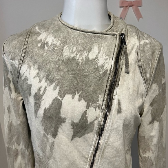 Marrakech Marci Moto Jacket Evereve Tie Dye Animal Print Cream Gray - Picture 7 of 14